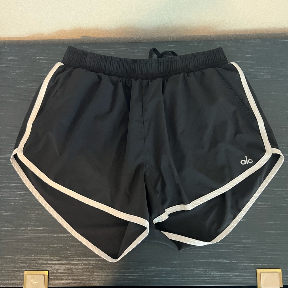 ALO Yoga Black Shorts with White Accents